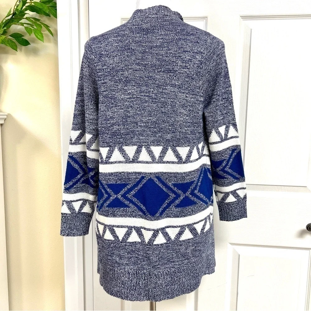 ANTTHONY ORIGINALS Aztec open front waterfall duster cardigans boho oversized XS